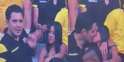 Cuando pillaron a un hincha  del Barça poniendo cuernos a su mujer en televisión nacional