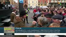 Italia:rechaza movimiento Las Sardinas el extremismo de Matteo Salvini