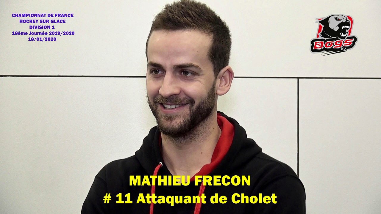 Hockey sur glace Interview de Matthieu Frecon, # 11 Attaquant et Capitaine des Dogs de Cholet, le 18/01/2020 (D1 J18 - Clermont-Ferrand VS Cholet)
