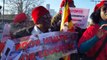 Ugandans protest against country's government outside UK-Africa business summit venue in London