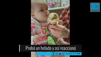 ¡Te lo tomaste todo! La increíble reacción de un bebé que probó helado por primera vez