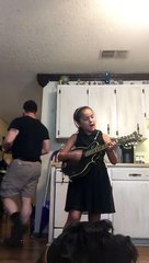 Giant schnauzer interrupts mandolin Folsom Prison Blues