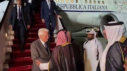 Mattarella arriva all'aeroporto di Doha - Hamad International  (20.01.20)