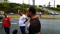 Passageiro discute com rodoviários durante protesto em Vila Velha