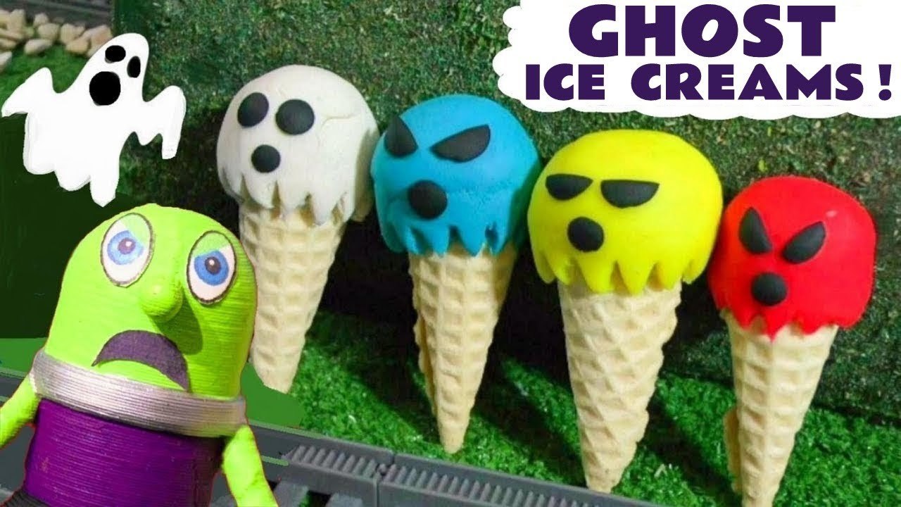 Spooky Challenge Ghost Play doh Ice Creams with Funny Funlings Thomas and Friends and Marvel Avengers 4 Groot with Disney Pixar Cars McQueen Full Episode English