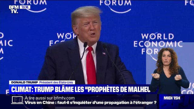Au Forum économique de Davos, Donald Trump blâme les prophètes de malheur sur le climat