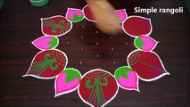 Beautiful Lotus rangoli design for thaipusam 2020- Simple kolam with 7x4 dots - muggulu designs