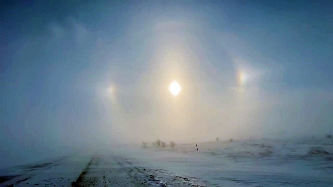 Sun Dog Spotted During Ground Blizzard
