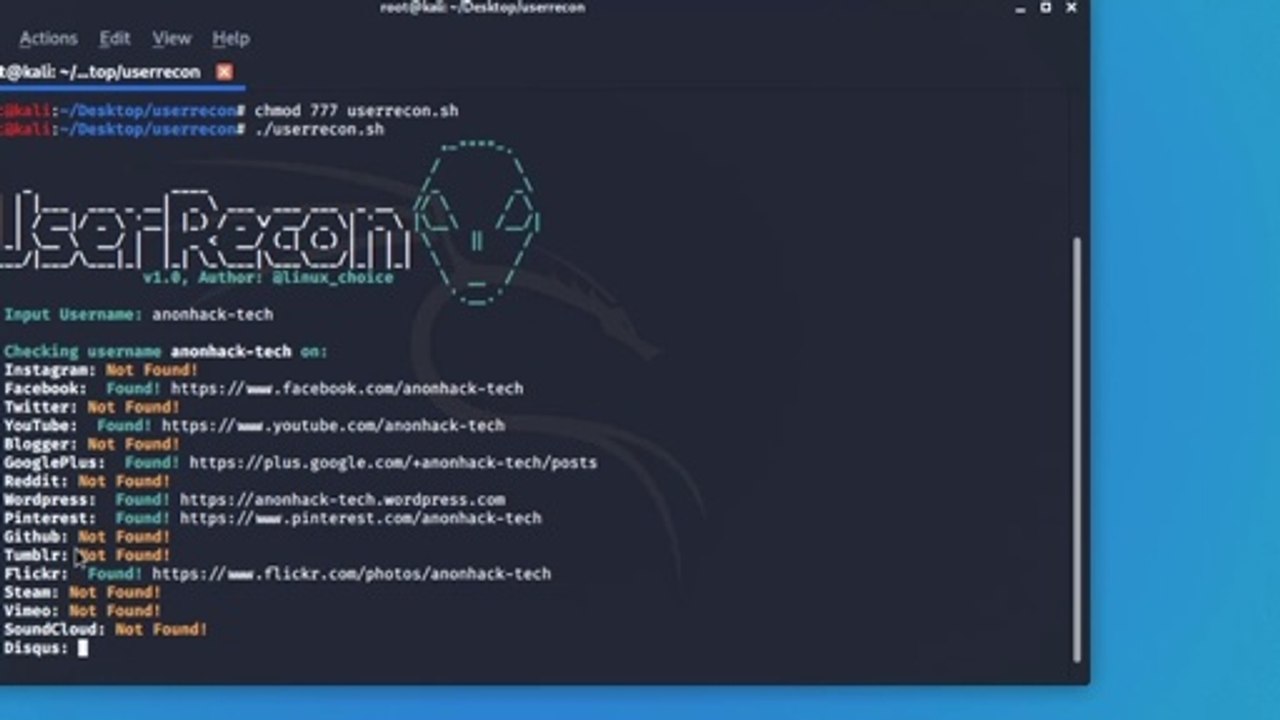 Find usernames across over 75 social networks