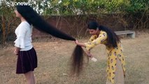 شاهد: فتاة هندية في سن 17 تحتفظ بلقب أطول شعر في العالم