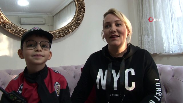 En büyük hayali polis olmak olan küçük Erdem’e yunus polislerinden doğum günü sürprizi