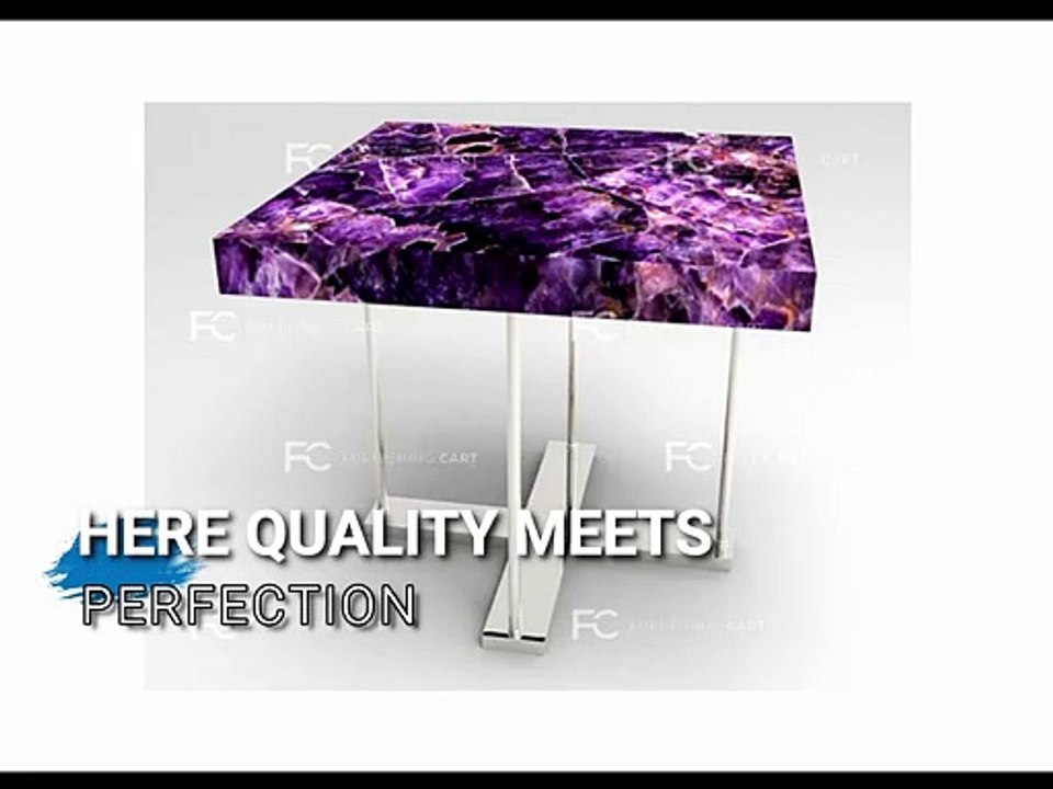 Natural Gemstone Fabricated Coffee Table