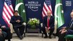 Donald Trump talks with Pakistani Prime Minister Imran Khan at World Economic Forum in Davos
