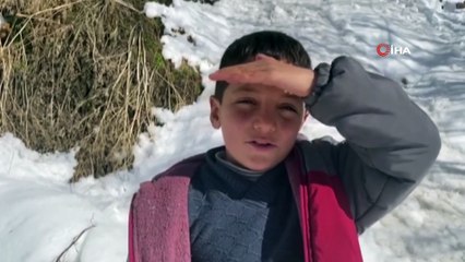 Bahçesaraylı çocukların kızak keyfi