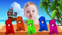 Learn colors with Colorful Dogs Funny Cartoons Animals for Children Toddlers