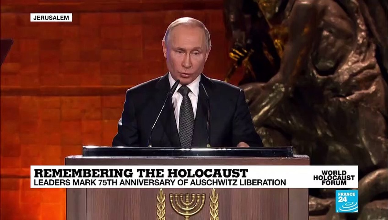 Remembering the Holocaust: Russian president Vladimir Putin delivers his remarks