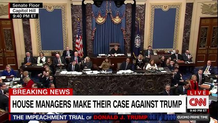 Trump impeachment trial day ends with standing ovation