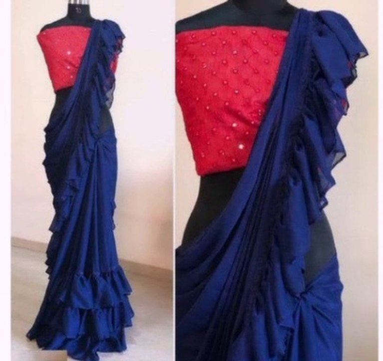 Latest frill saree design