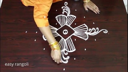 Beautiful muggulu designs with 7 dots    easy & simple rangoli    7 Dots Kolam
