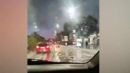 Morning commuters wake up to hail-covered streets