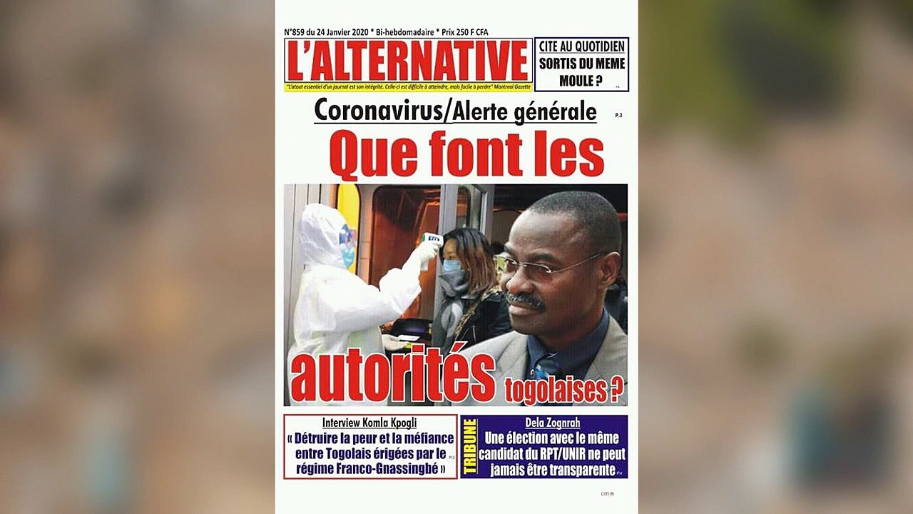 Une  des journaux parus ce vendredi 24 janvier 2020