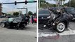 Accident Nissan GTR vs Tesla