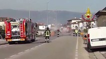 Schiavon (VI) - Salta tubatura gas metano per strada, intervengono Vigili del Fuoco (24.01.20)