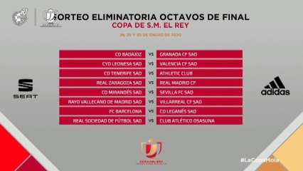 Zaragoza-Real Madrid y Barça-Leganés en los octavos de final de la Copa del Rey