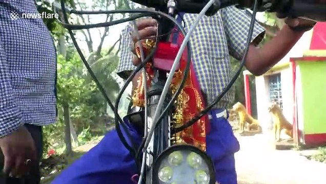 14-year-old schoolboy in east India builds petrol-powered bicycle after law bans under-18s from driving motorcycles