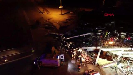 Enkaz çalışmalarından drone görüntüsü