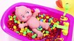 Learn Colors MandMs Chocolate Baby Doll Triple Baby Doll Bath Time and Play Doh Ice Cream