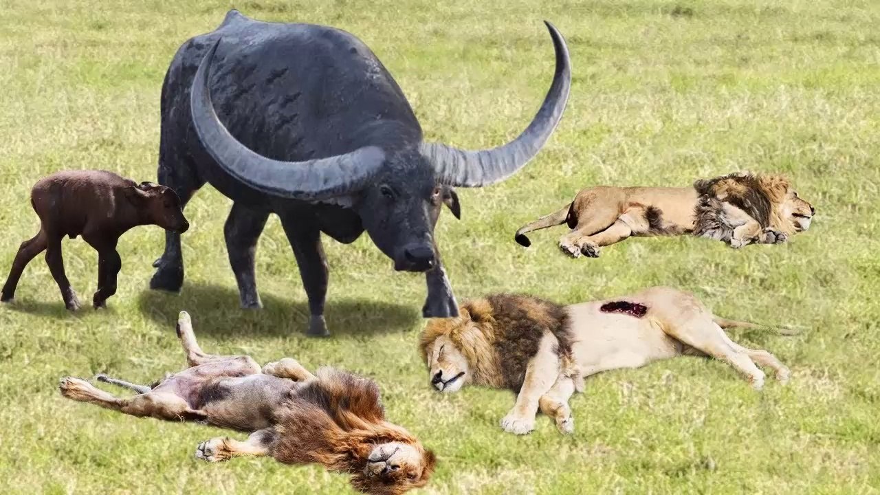 Lion King Defeated By The Buffalos - Buffalo Save Baby From Lions. Leones vs Bufalos