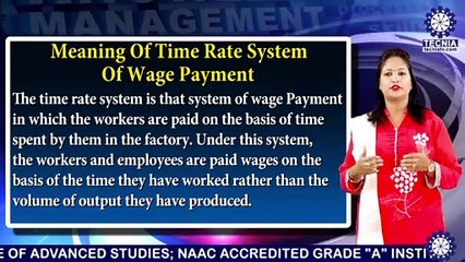 BBA || Ms. RAJNI BANSAL || Time Rate System of Wage Payment || TIAS || TECNIA TV
