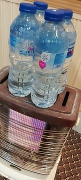 Boil cold water bottles on heater very fast