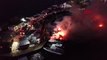 Dragos marina'da tekne yangını havadan