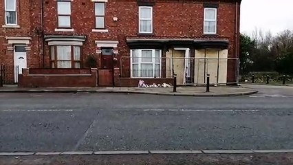 Tributes left to crash victim Barry Armstrong on Chichester Road in South Shields