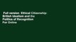 Full version  Ethical Citizenship: British Idealism and the Politics of Recognition  For Online