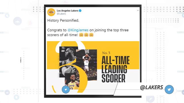 LeBron moves up to third in NBA all-time scoring list