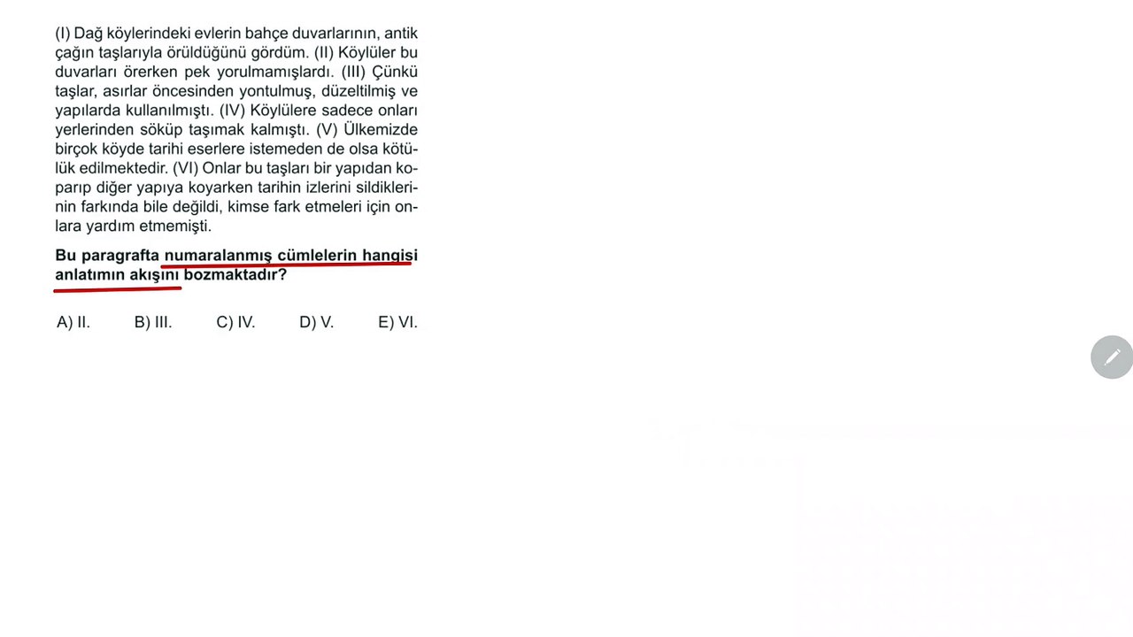 Sıradışı Analiz Yayınları TYT 4. Deneme Sınavı - Türkçe 23. Soru