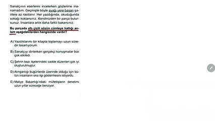 Sıradışı Analiz Yayınları TYT 5. Deneme Sınavı - Türkçe 1. Soru