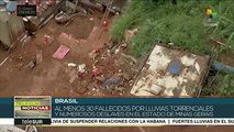 Fuertes lluvias en Brasil causan 30 muertes y daños por inundaciones