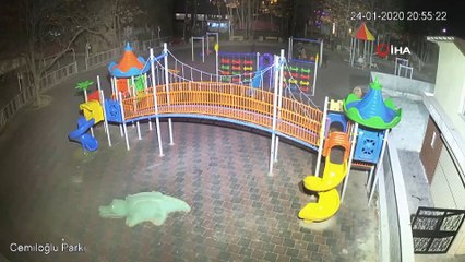 Elazığ kent merkezinde deprem anı güvenlik kameralarınca böyle görüntülendi