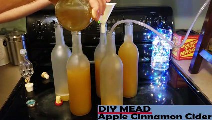 DIY mead racking a batch of apple cinnamon cider mean.