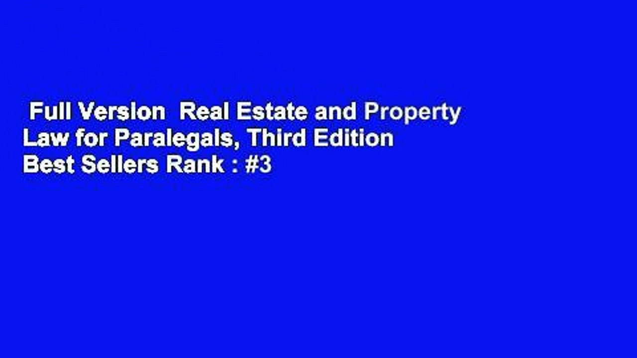 Full Version  Real Estate and Property Law for Paralegals, Third Edition  Best Sellers Rank : #3