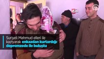 Suriyeli Mahmud elleri ile kazıyarak enkazdan kurtardığı depremzede ile bir araya geldi