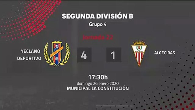 Resumen partido entre Yeclano Deportivo y Algeciras Jornada 22 Segunda División B