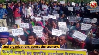 Six Amri Karbi organizations staged protest near Raj Bhawan, Guwahati
