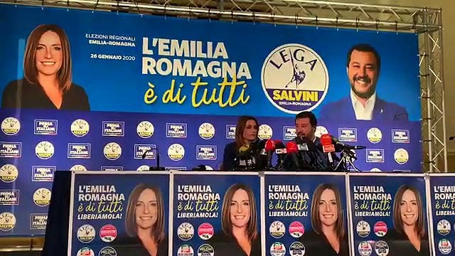 Salvini e Borgonzoni da Bologna commentato i risultati elettorali (27.01.20)