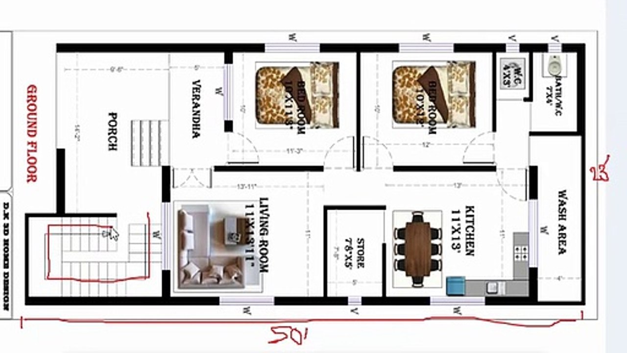 23x 50 best house plan