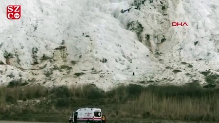 Paraşütçü travertenlere düştü!